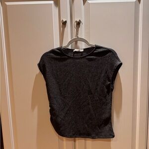 Pull&Bear Black Fitted Cap Sleeve T-Shirt